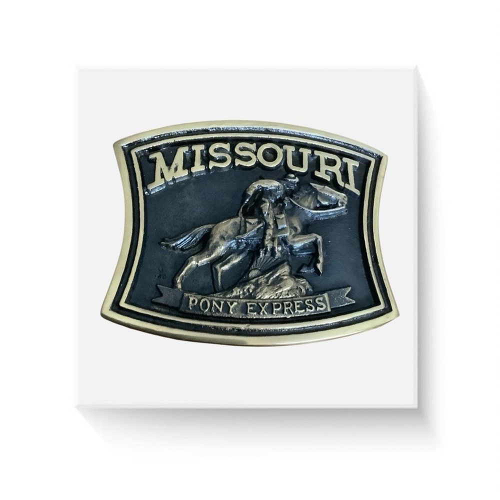 Vintage Registered #JO-02580 1980 Pony Express Belt Buckle